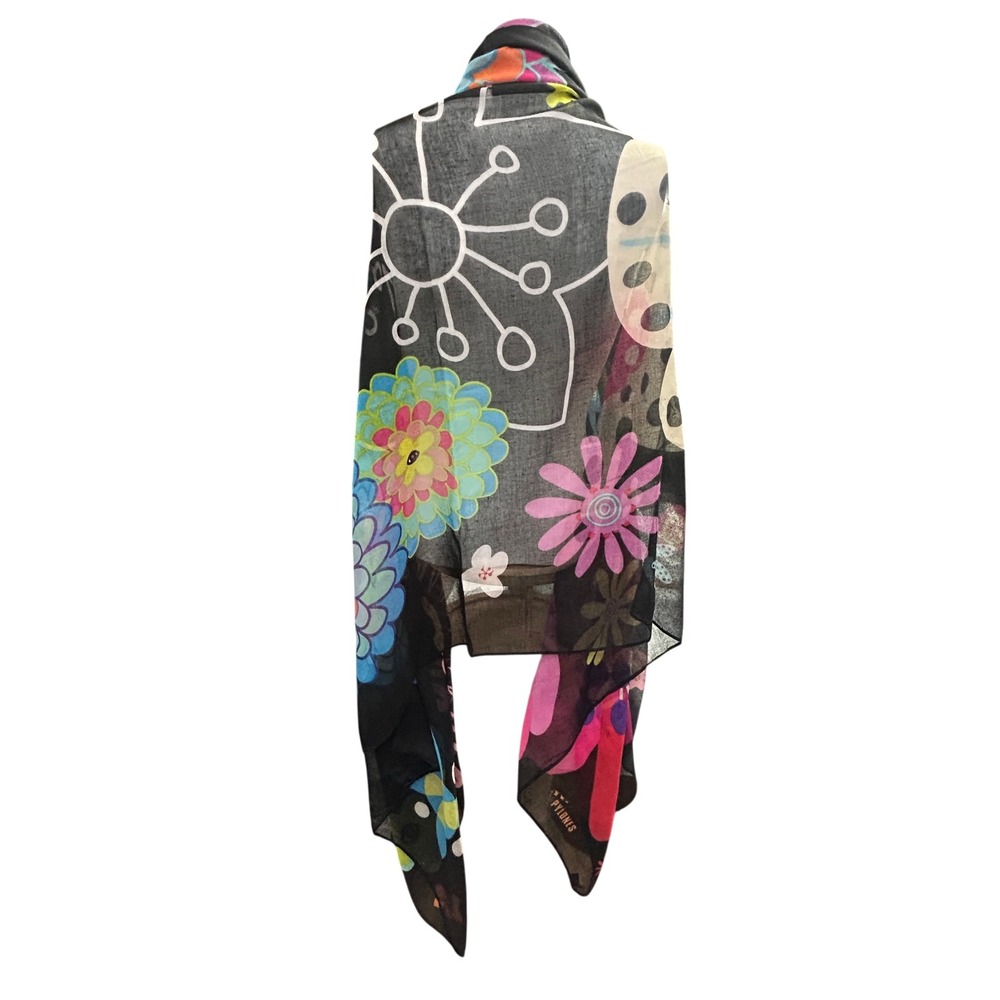 Colorful Floral Scarf Artsy Maximalist Retro Indie Wrap Pylones Paris‎ France